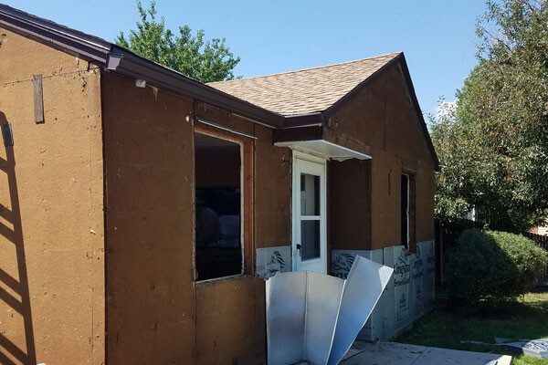 photo during the exterior renovation phase of home Advanced Exteriors Denver