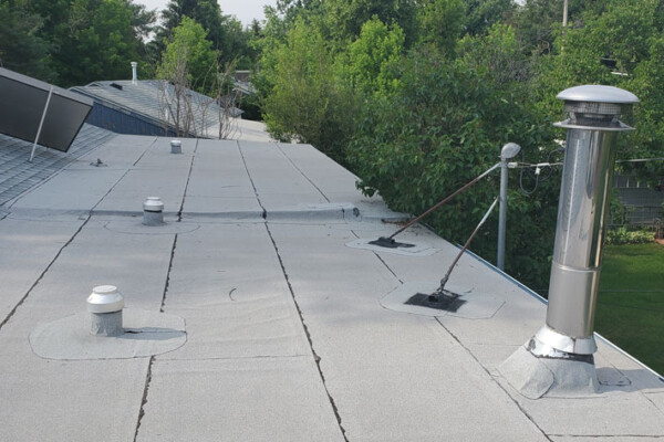 view of residential roof before roof was replaced Advanced Exteriors Denver