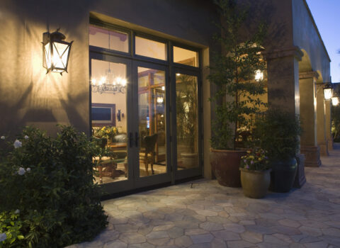 exterior patio view with windows and lighting inside and outside Advanced Exteriors Denver