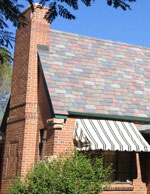 roof remodel with various size and colors of slate roof Advanced Exteriors Denver